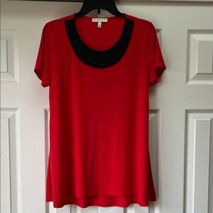 NWOT Chaus Black Beaded Top